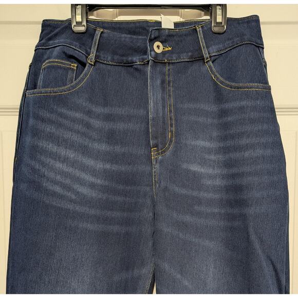 Halara Jeans Womens Medium Wide Leg Blue High Rise Pocket Fleece Lined New - Picture 7 of 9